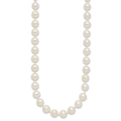 14k 7-8mm Round White Saltwater Akoya Cultured Pearl Necklace