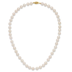 14k 7-8mm White Round Akoya Saltwater Cultured Pearl 16 inch Necklace - 2