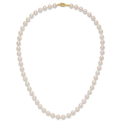 14k 7-8mm White Round Akoya Saltwater Cultured Pearl 18 inch Necklace - 2