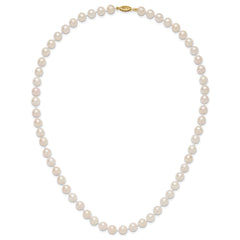 14k 7-8mm White Round Akoya Saltwater Cultured Pearl 20 inch Necklace - 2