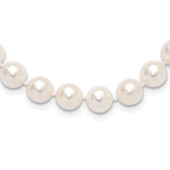 14K 8-9mm Round White Saltwater Akoya Cultured Pearl 16in Necklace