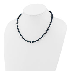 14k White Gold 5-6mm Black Round Akoya Saltwater Cultured Pearl 18 inch Necklace