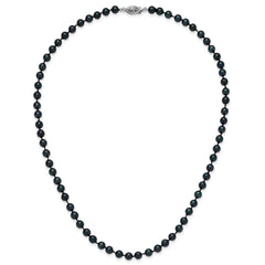 14k White Gold 5-6mm Black Round Akoya Saltwater Cultured Pearl 18 inch Necklace