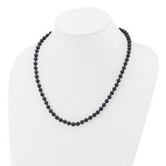 14k White Gold 6-7mm Black Round Akoya Saltwater Cultured Pearl 20 inch Necklace
