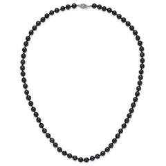 14k White Gold 6-7mm Black Round Akoya Saltwater Cultured Pearl 18 inch Necklace