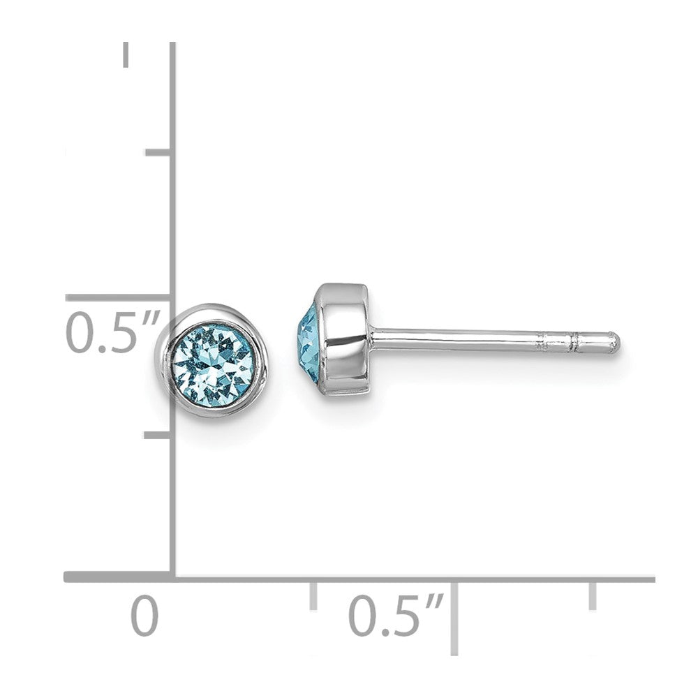 Sterling Silver Rhodium-Plated Polished Blue Crystal 3.5mm Post Earrings