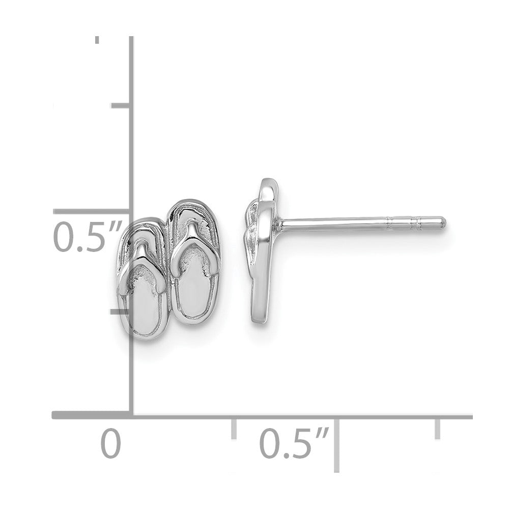 Sterling Silver Rhodium-Plated Polished Double Flip Flop Post Earrings