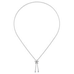 Sterling Silver Rhodium-Plated Polished and Textured Crystal Starfish Adjustable Necklace