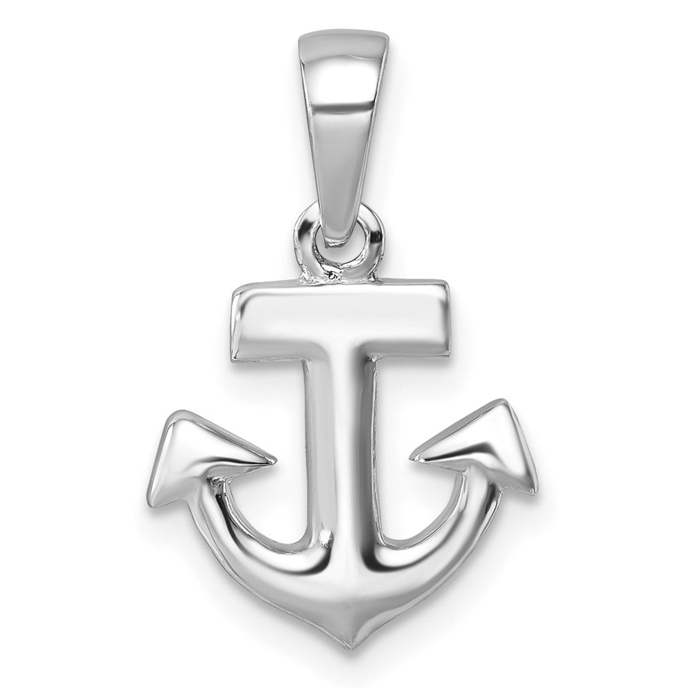 Sterling Silver Rhodium-Plated Polished Anchor Pendant - 2