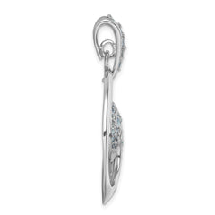 Sterling Silver Rhodium-Plated Polished CZ Wave Pendant - 3