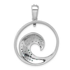 Sterling Silver Rhodium-Plated Polished CZ Wave Pendant - 3