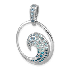 Sterling Silver Rhodium-Plated Polished CZ Wave Pendant - 3