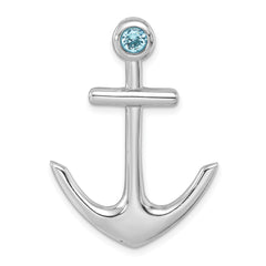 Sterling Silver Rhodium-Plated Polished Crystal Anchor Chain Slide