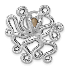 Sterling Silver Rhodium-plated Polished Blue Crystal Octopus Chain Slide
