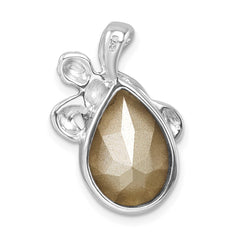 Sterling Silver Rhodium-Plated Antiqued Crystal Hatching Turtle Pendant - 2