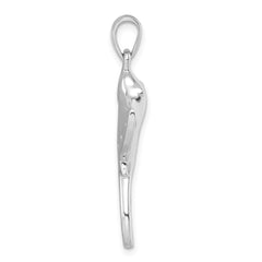 Sterling Silver Rhodium-plated Polished CZ Sting Ray Pendant