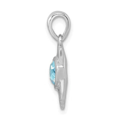 Sterling Silver Rhodium-plated Polished Crystal Angel Fish Pendant - 2