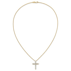 14k Polished 1.5 carat Diamond Cross Pendant 18 inch Necklace