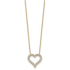 14k Polished 1 carat Diamond Heart 18 inch Necklace