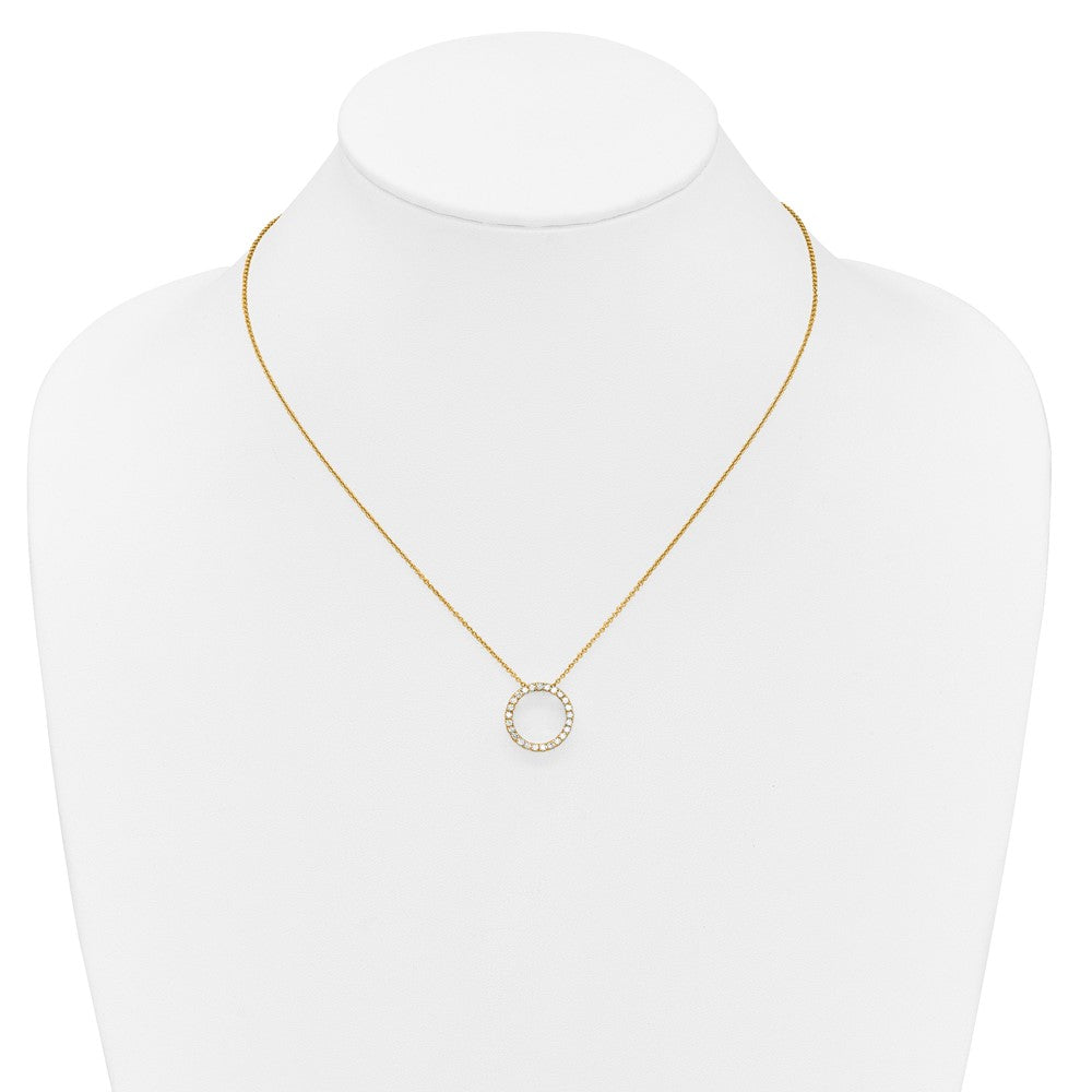14k Polished 1/2 carat Diamond Circle 18 inch Necklace