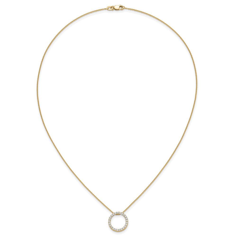 14k Polished 1/2 carat Diamond Circle 18 inch Necklace