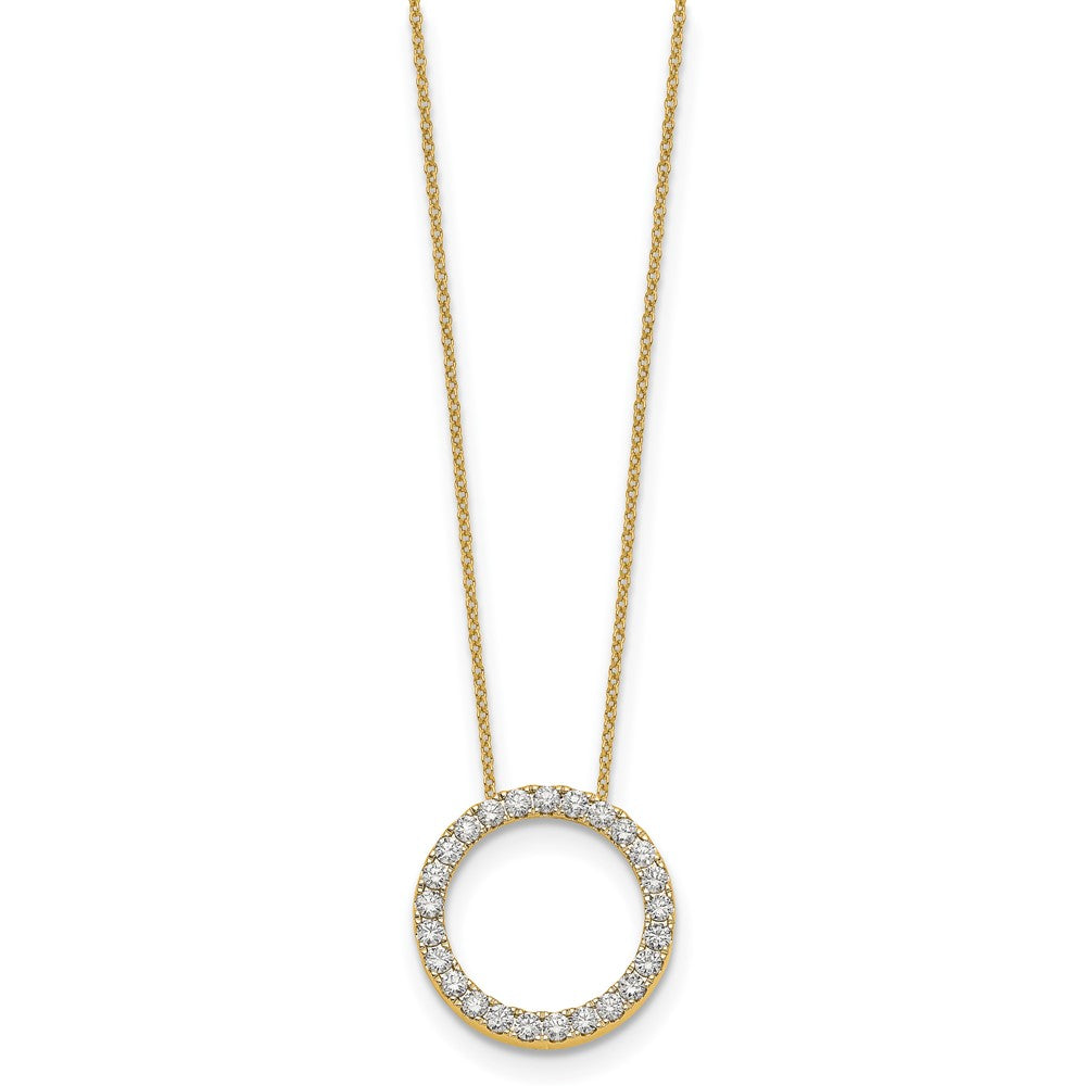 14k Polished 1 carat Diamond Circle 18 inch Necklace