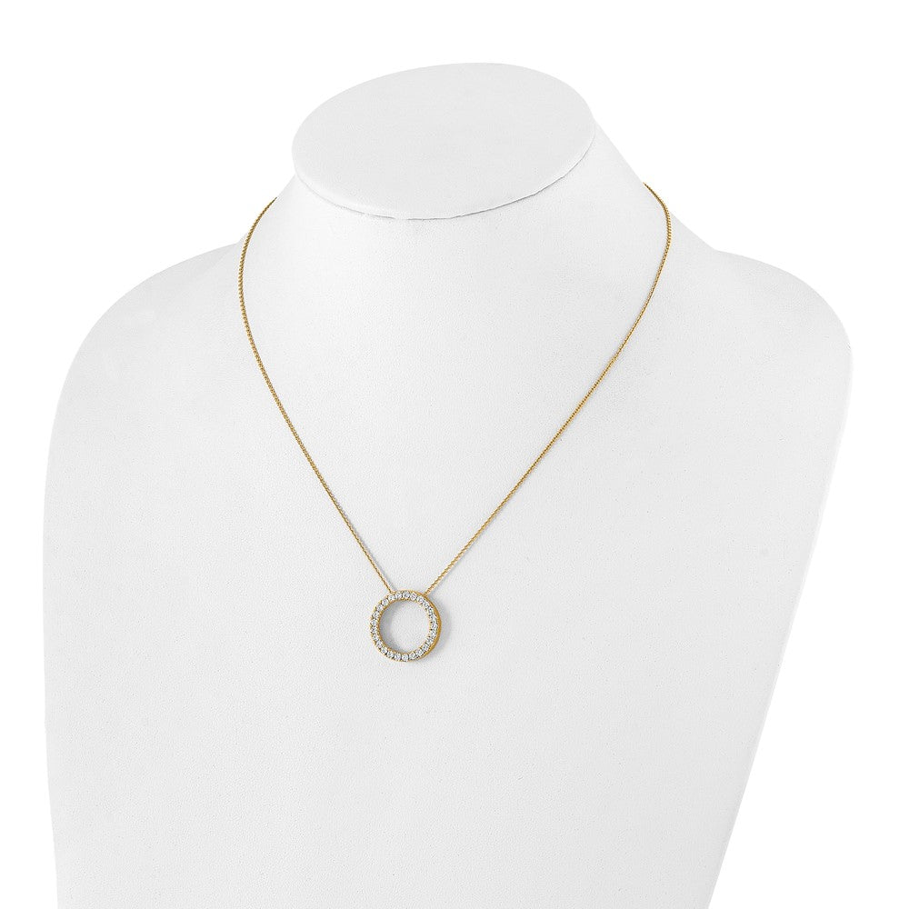 14k Polished 1 carat Diamond Circle 18 inch Necklace