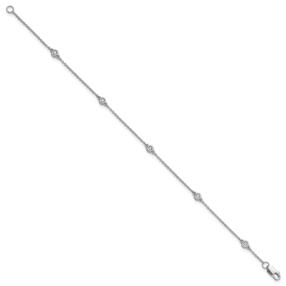 14k White Gold Diamond Station Cable Bracelet