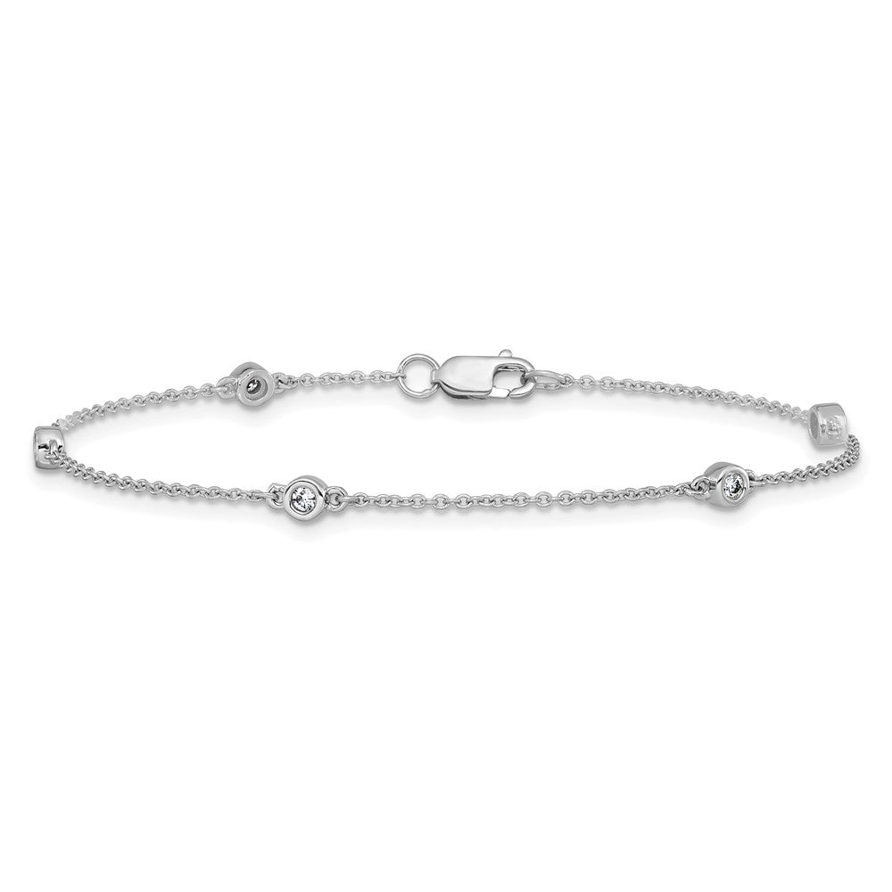 14k White Gold Diamond Station Cable Bracelet