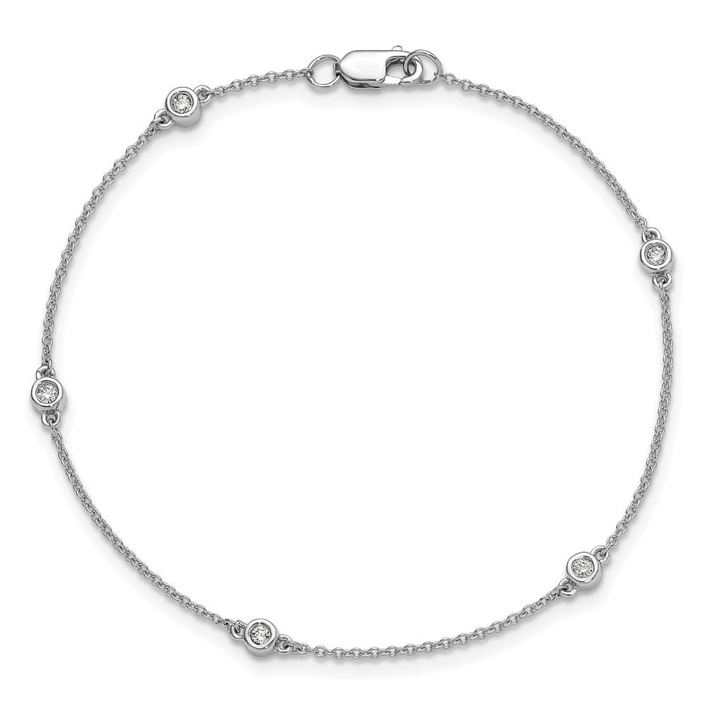 14k White Gold Diamond Station Cable Bracelet