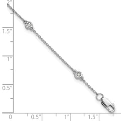 14k White Gold Diamond Station Cable Bracelet