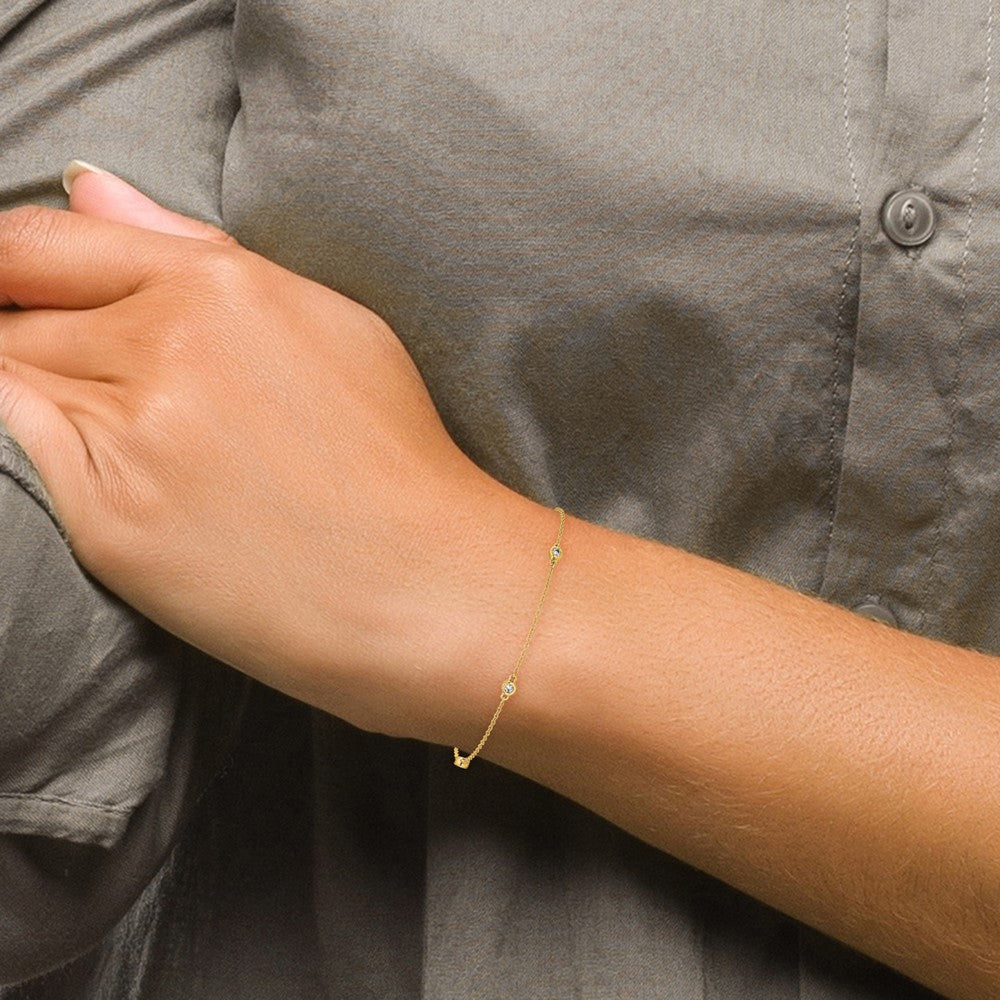 14k Diamond Station Cable Bracelet