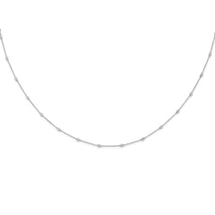14k White Gold Complete 1/3 carat Bezel-set Diamond and Cable Chain 16-Station 16 inch Necklace