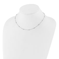 14k White Gold Complete 1/3 carat Bezel-set Diamond and Cable Chain 16-Station 16 inch Necklace