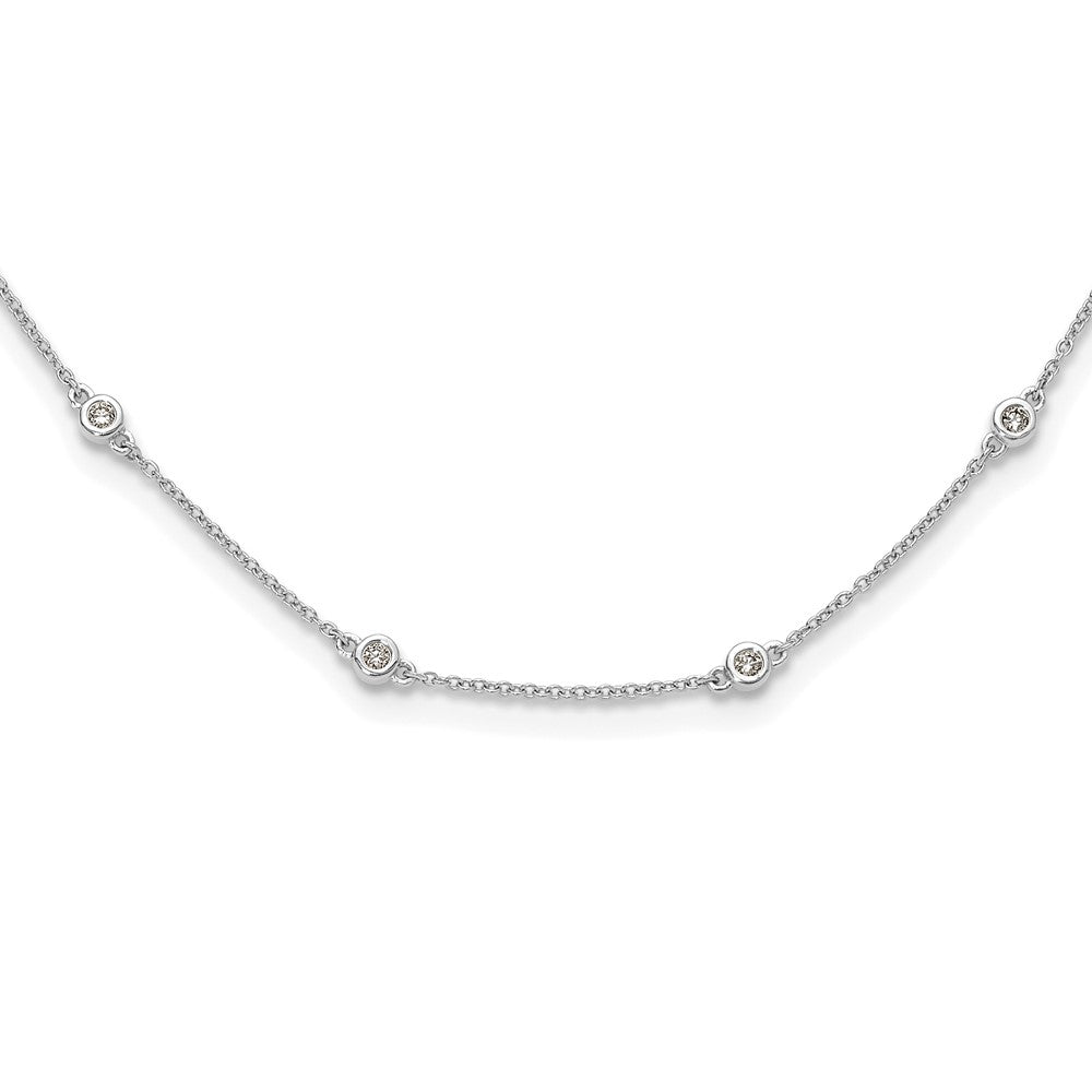 14k White Gold Complete 1/2 carat Bezel-set Diamond and Cable Chain 20-Station 20 inch Necklace