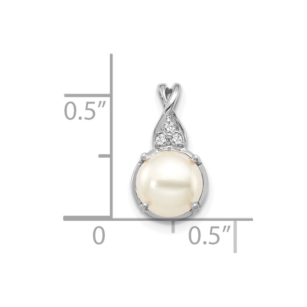14K White Gold FWC Pearl and Diamond Pendant