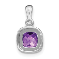 14k White Gold Cushion Amethyst and Diamond Pendant - 3