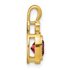 14k Cushion Garnet and Diamond Pendant - 2
