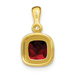 14k Cushion Garnet and Diamond Pendant - 2