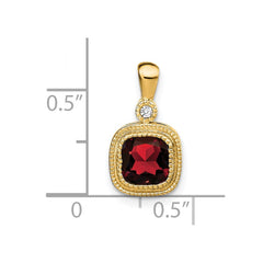 14k Cushion Garnet and Diamond Pendant - 2