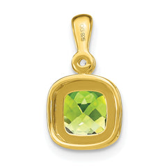 14k Cushion Peridot and Diamond Pendant - 2
