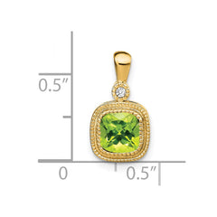 14k Cushion Peridot and Diamond Pendant - 2