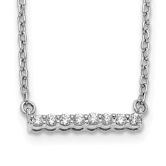 14k White Gold 1/10 carat Diamond Bar 18 inch Necklace