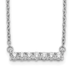 14k White Gold 1/4 carat Diamond Bar 18 inch Necklace