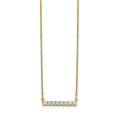 14k Polished 1/3 carat Diamond Bar 18 inch Necklace