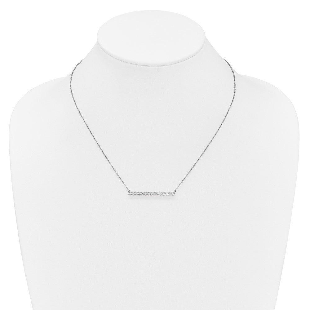 14k White Gold Diamond Bar 18 inch Necklace
