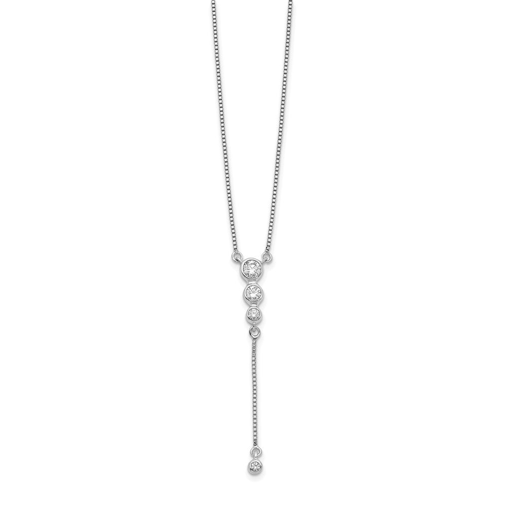 14k White Gold Diamond 3-stone w/dangle 18 inch Drop Necklace