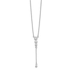 14k White Gold Diamond 3-stone w/dangle 18 inch Drop Necklace