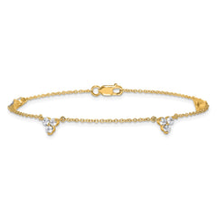 14k Complete 5/8 carat Diamond 3-Stone Cluster 4-Station 7 inch Bracelet