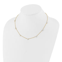 14k Complete 7/8 carat Diamond 3-Stone Cluster 6-Station 16 inch Necklace
